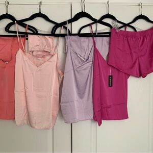 Ekouaer Women’s satin cami top/shorts pajama sets. NWT 4 sets.